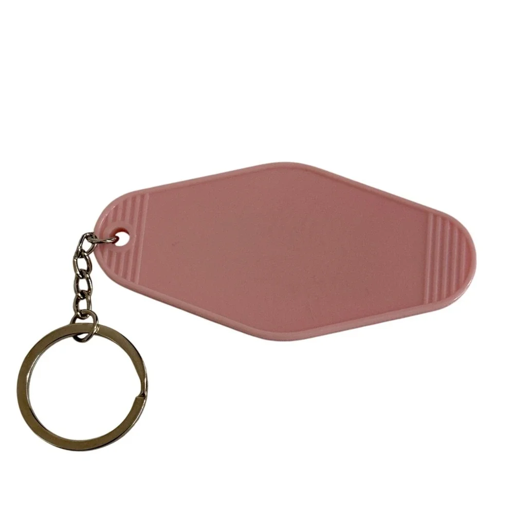 Handcrafted Pink Motel Keychain F-k Your Bad Vibes Retro Daisy Key Tag Accessory
